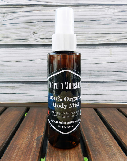 Bruma corporal orgánica con aceites esenciales de lavanda y naranja dulce