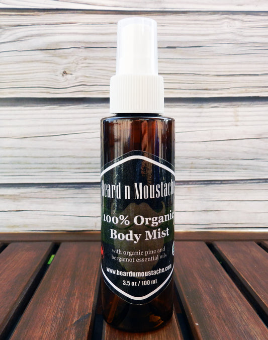 Bruma corporal orgánica con aceites esenciales de pino y bergamota