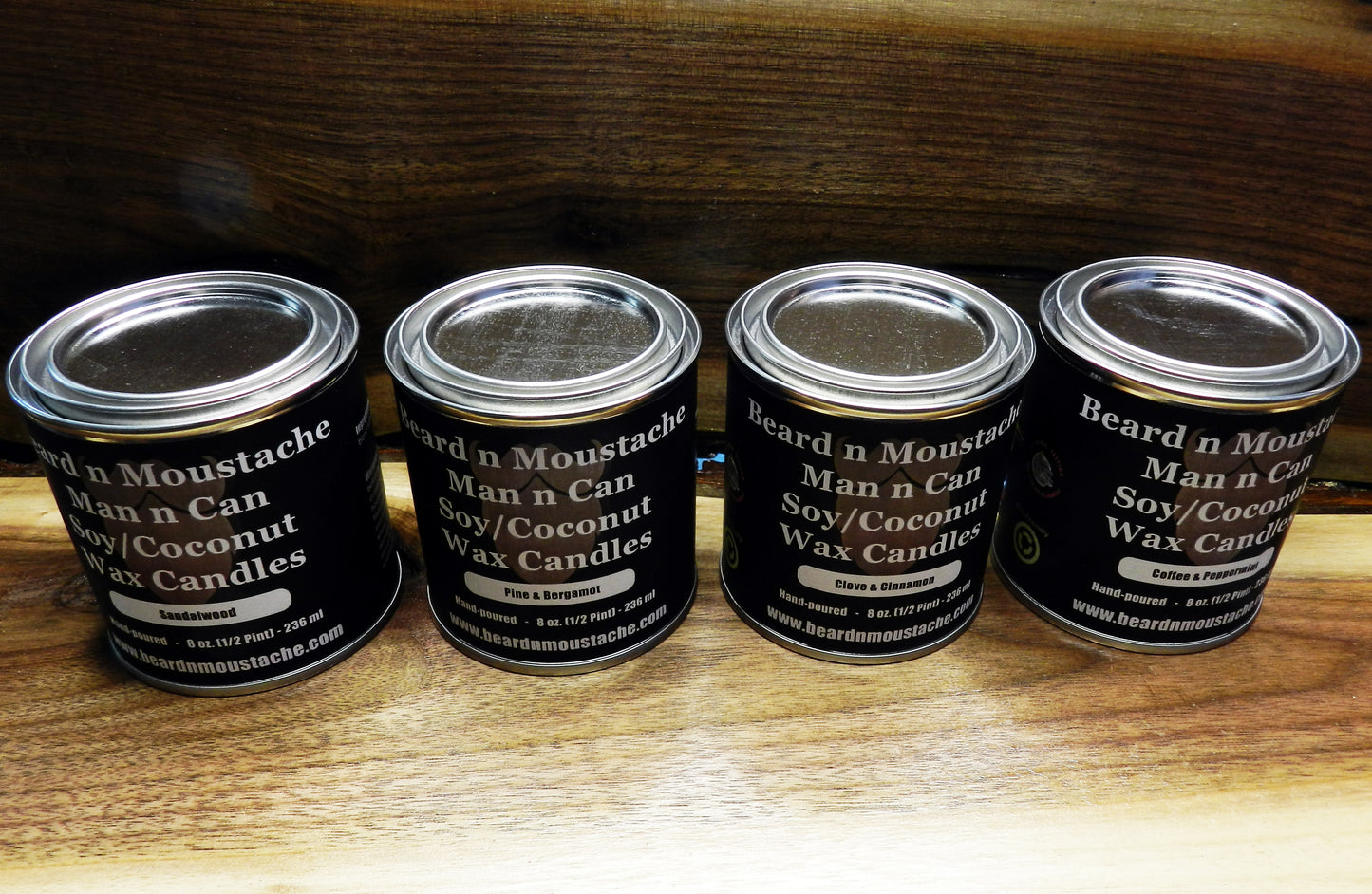 Velas Man n Can de 8 oz con mezcla de cera de coco y soja para hombres