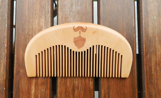 Handcrafted Solid Peach Wood Comb - Beard n Moustache