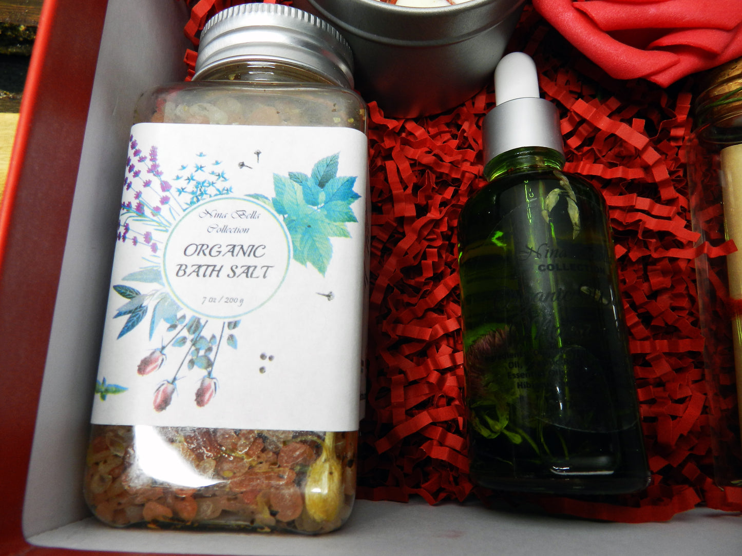 Valentine’s Day Organic Gift Set – “Spoil Me” Self-Care Organic Bath Soak, Body Oil & Candle - Nina Bella Collection