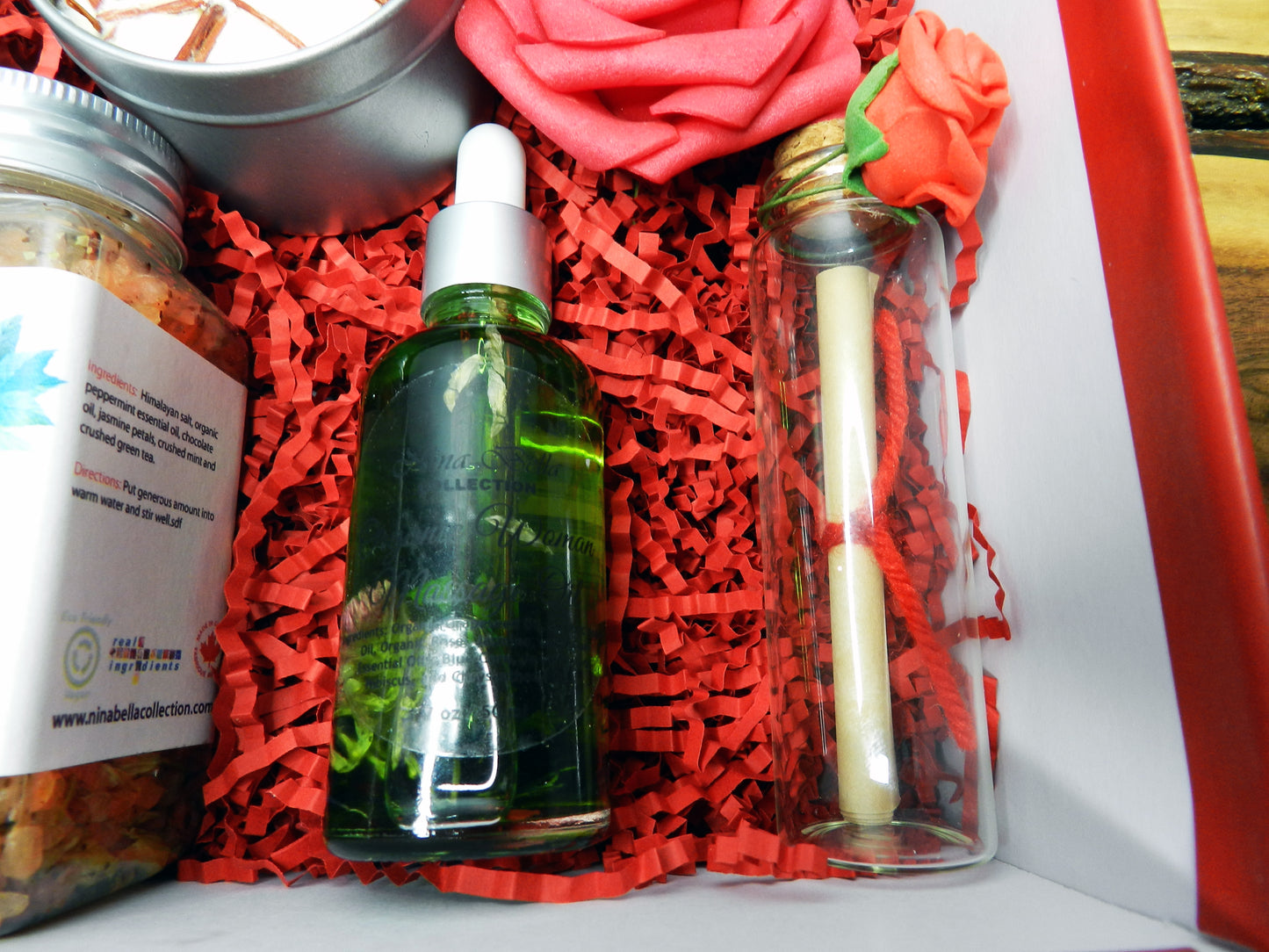 Valentine’s Day Organic Gift Set – “Spoil Me” Self-Care Organic Bath Soak, Body Oil & Candle - Nina Bella Collection
