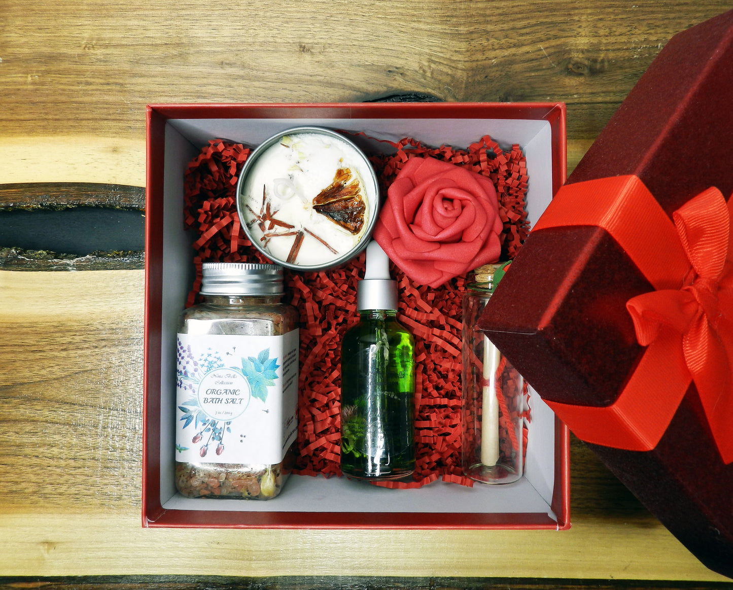 Valentine’s Day Organic Gift Set – “Spoil Me” Self-Care Organic Bath Soak, Body Oil & Candle - Nina Bella Collection