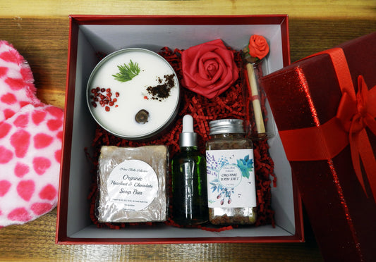 “I Love You” Valentine’s Day Gift Set - Organic Bath, Body & Candle Treats - Nina Bella Collection