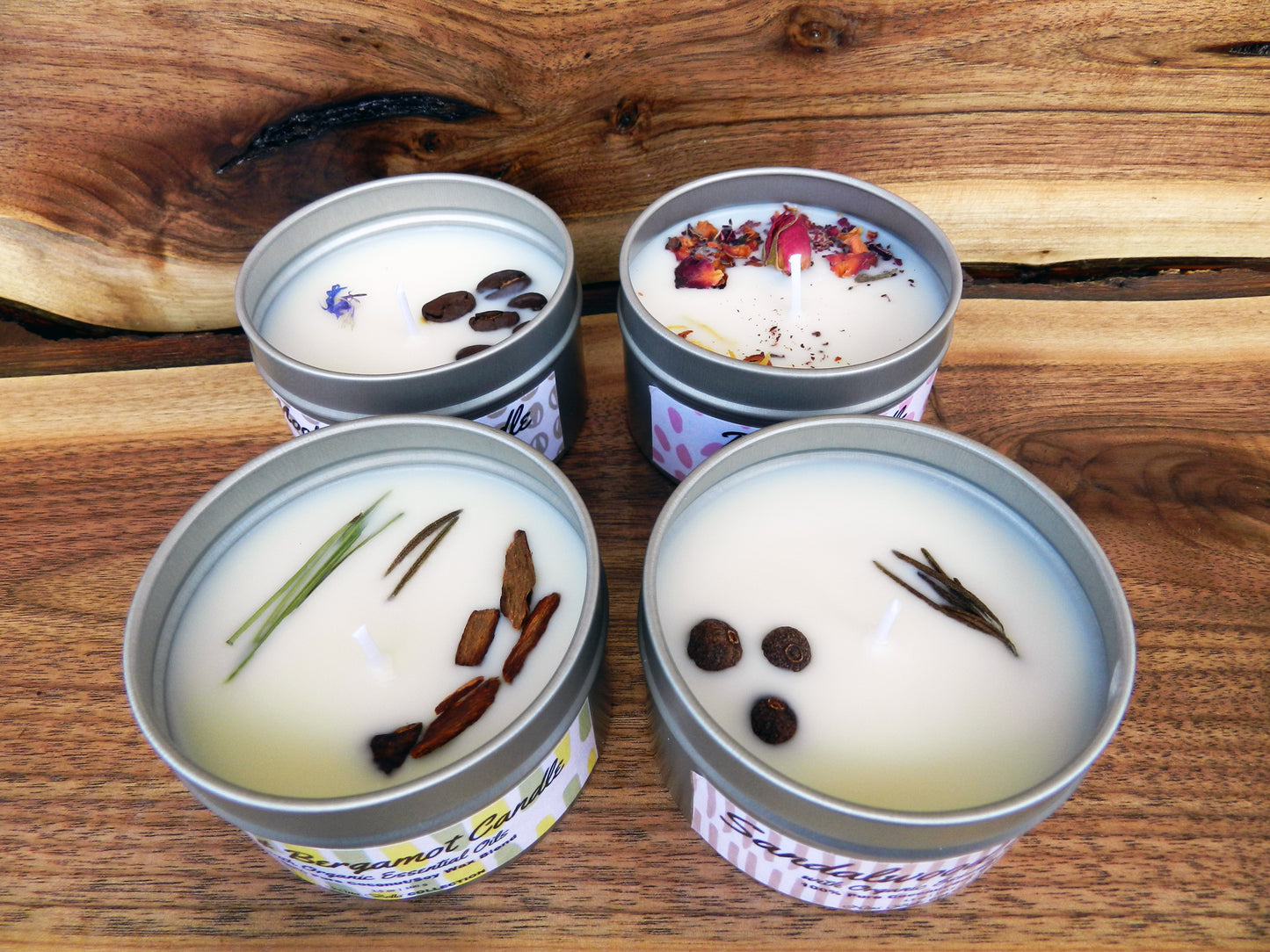 Nature-Inspired Candle Set – Organic Essential Oils & Decorative Touches (4-Pack) - Nina Bella Collection
