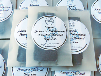 Midnight Charcoal - Organic Activated Charcoal with Frankincense & Juniper Artisan Guest Soap Bar
